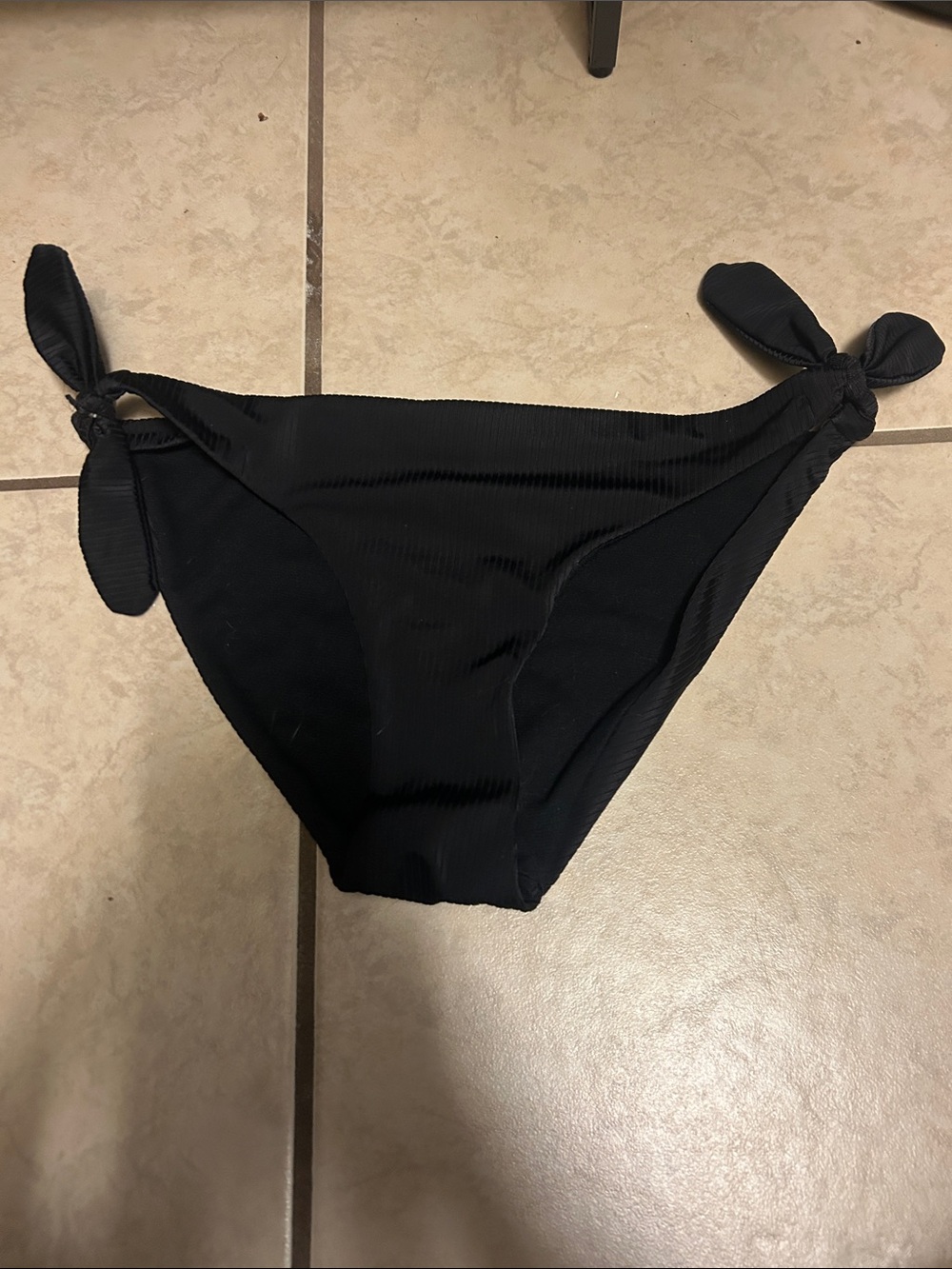 No Boundaries Black Ribbed Side-Tie Bikini Bottoms